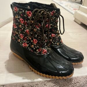 Floral Black Women's Boots